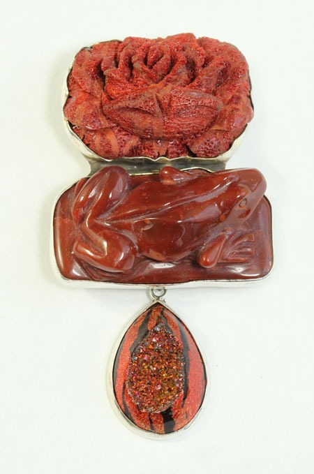 Rose with Frog Pin-Pendant