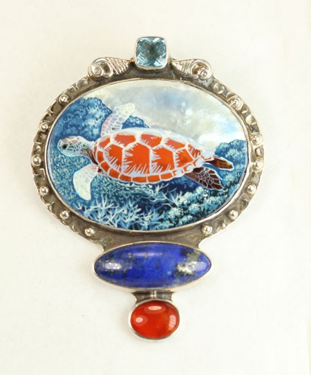 Sea Turtle with Lapis & Carnelian