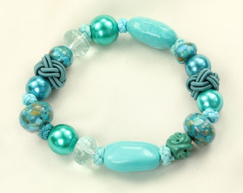 Turquoise & Mabe Pearl Stretch Bracelet