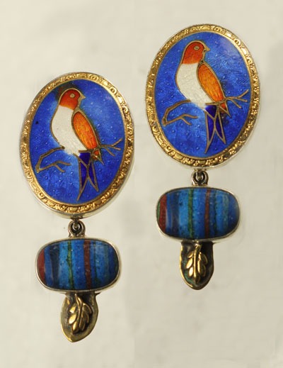 Vintage Enamel & Car Paint Clip Earrings