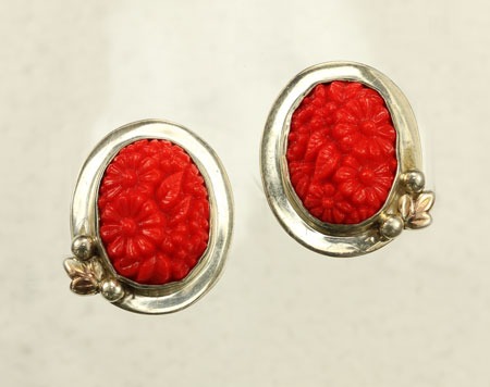 Vintage Pressed Glass Clip Earrings