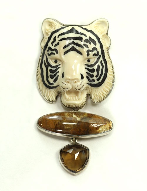 Ivory Tiger with Inlaid Ebony