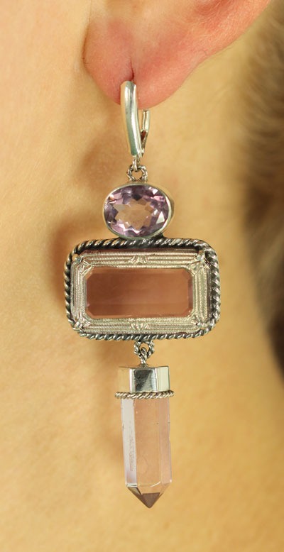 Aura Crystal & Vintage Glass Lever Back Earrings