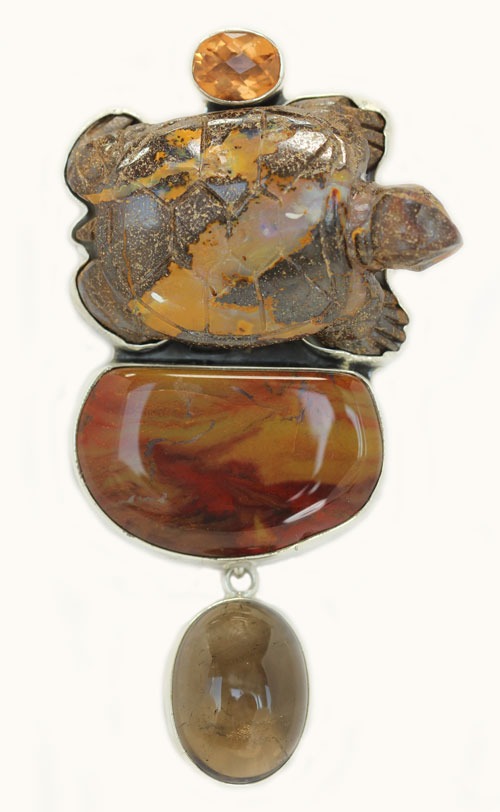 Boulder Opal & Jasper Pin-Pendant