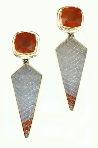 Carved Carnelian Post Earrings