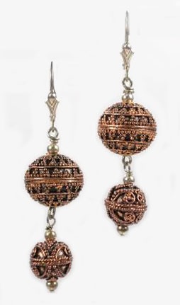 Copper  Lever Back Dangle Earrings