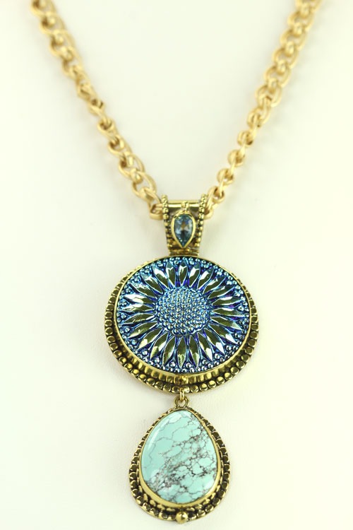 Czech Glass Button Necklace