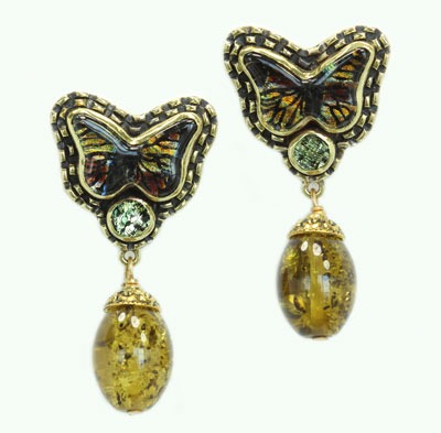Dichroic Glass Post Dangle Earrings