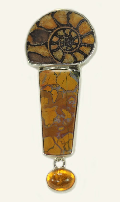 Fossilized Ammonite Lever Back Earrings
