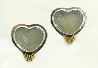 Green Onyx Clip Earrings