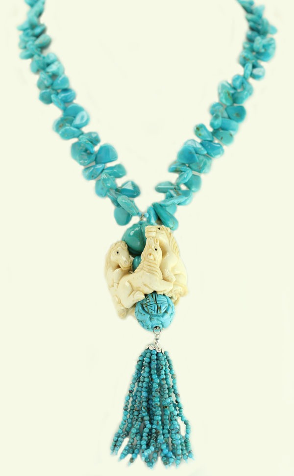 Hand-carved Bone Horse Pendant Necklace