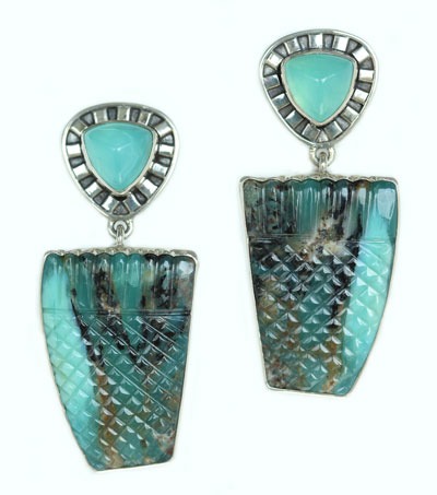 Hand Carved Peruvian Opal Post Earrings