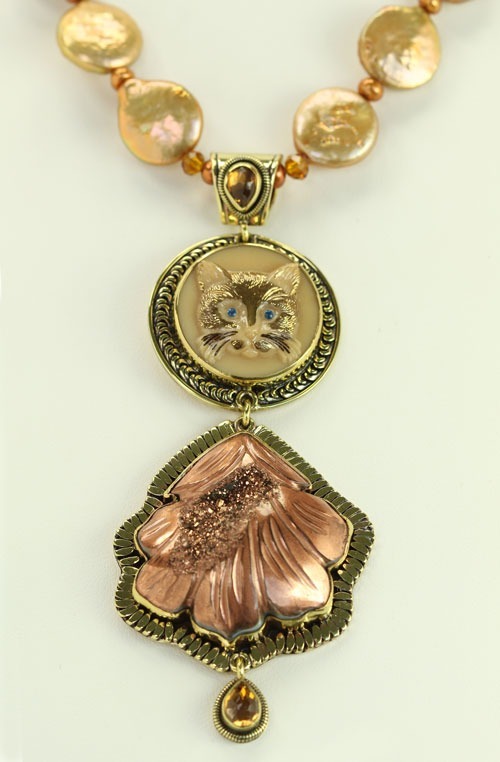 Hand Made Czech Button Pendant Necklace