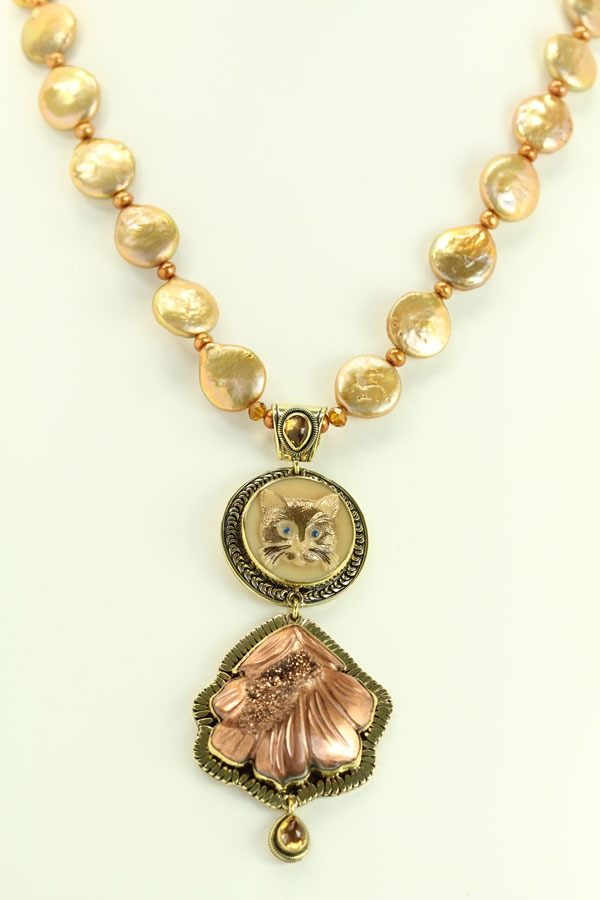 Hand Made Czech Button Pendant Necklace