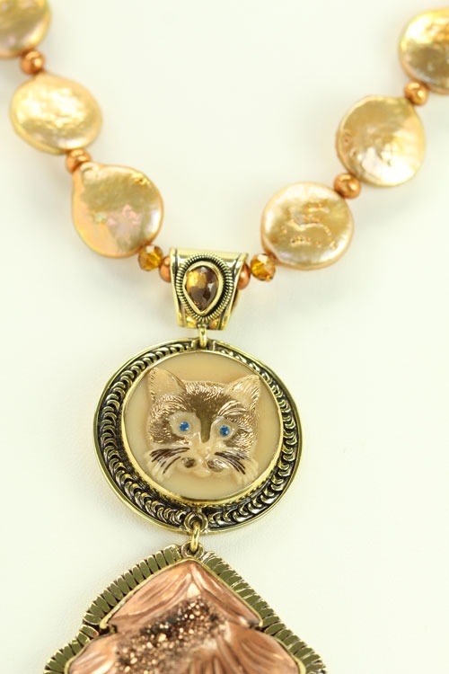 Hand Made Czech Button Pendant Necklace