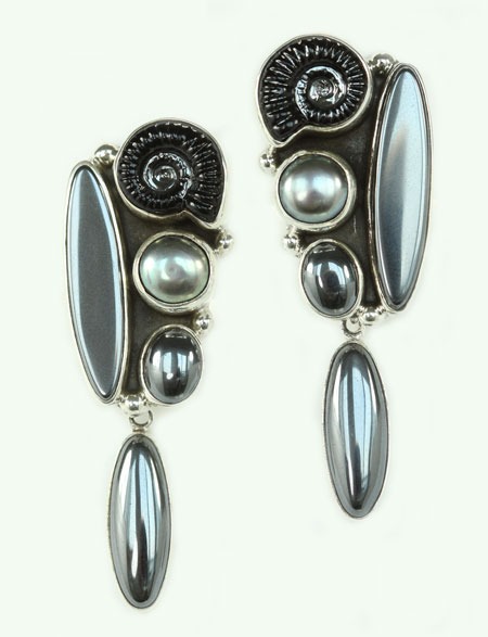 Beautiful Hematite & Fresh Water Pearl Clip Earrings
