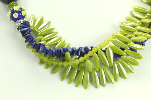 Lapis & Green Coral Statement Necklace