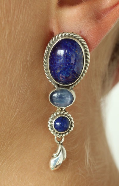 Lapis & Kyanite Post Dangle Earrings
