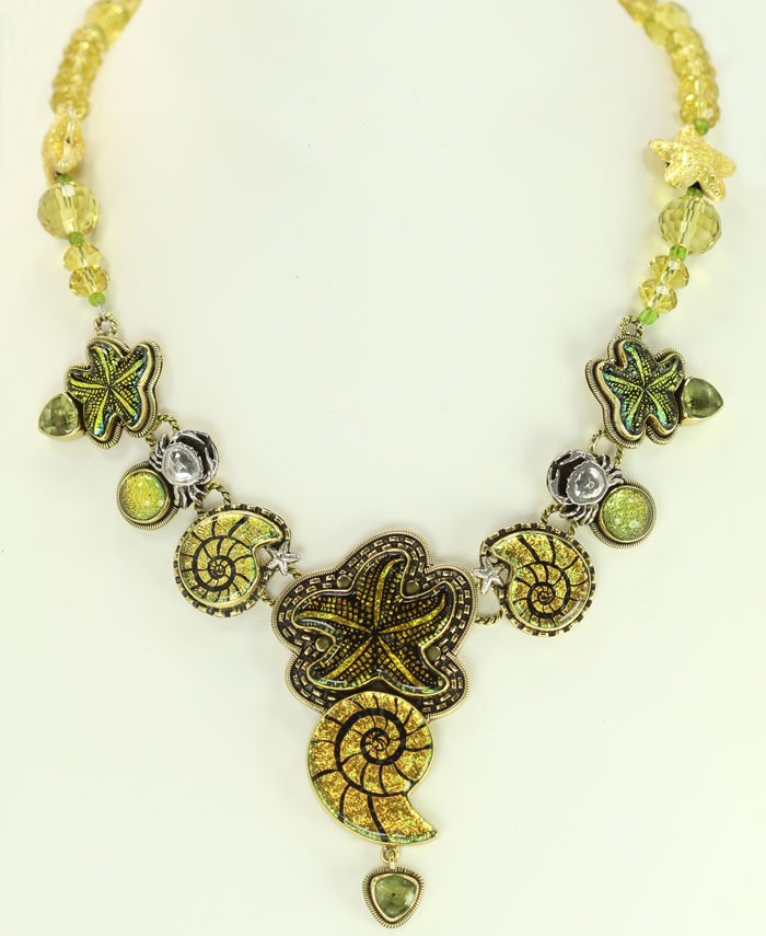 Lemon Citrine & Dichroic Glass Sea Life Necklace