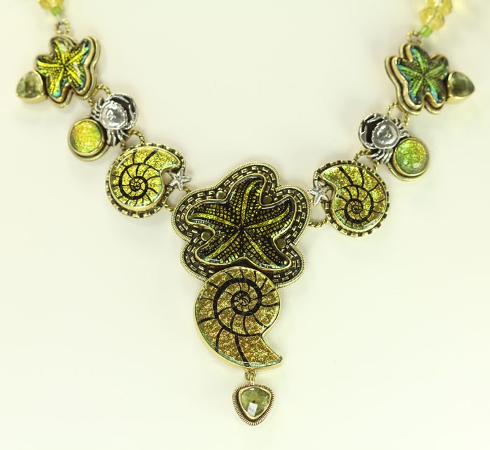 Lemon Citrine & Dichroic Glass Sea Life Necklace