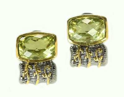 Lemon Quartz Omega Back Post Earrings