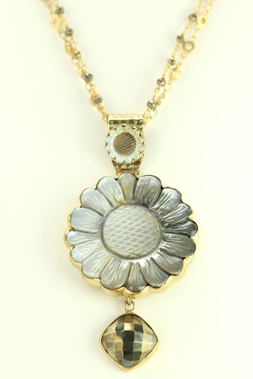 Mother of Pearl & Chalcopyrite Necklace