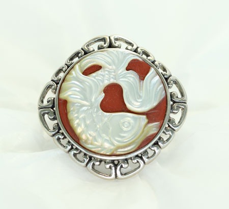 Mother of Pearl & Jasper Fish Ring