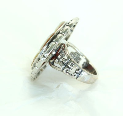 Mother of Pearl & Jasper Fish Ring