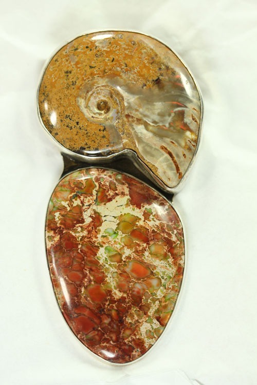 Opalized Large Ammonite Pin-Pendant