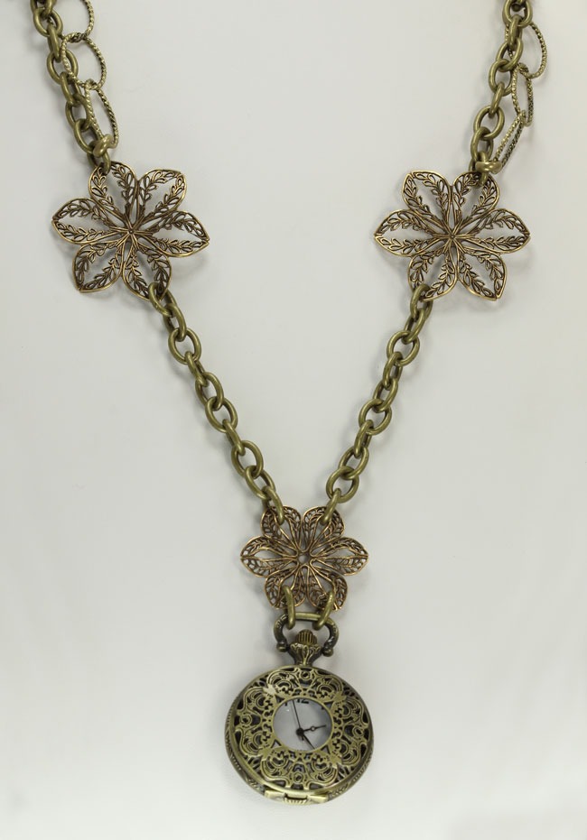 AMY KAHN RUSSELL Watch Pendant on 34" Necklace