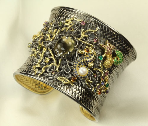 Amy Kahn Russell Wide Jeweled Sea Life Cuff--A SPECTACULAR NEW DESIGN!