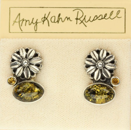 Baltic Amber & Citrine Petite Post Earrings