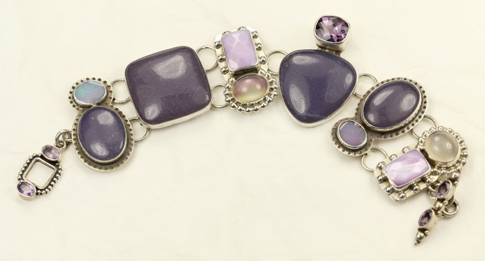 Carved Flower Pin-Pendant with Amethyst