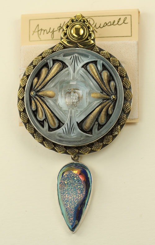 Czech Glass Button Pin-Pendant