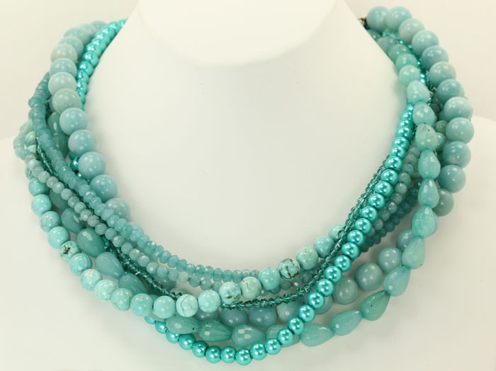 Mixed Blue Multistrand Choker