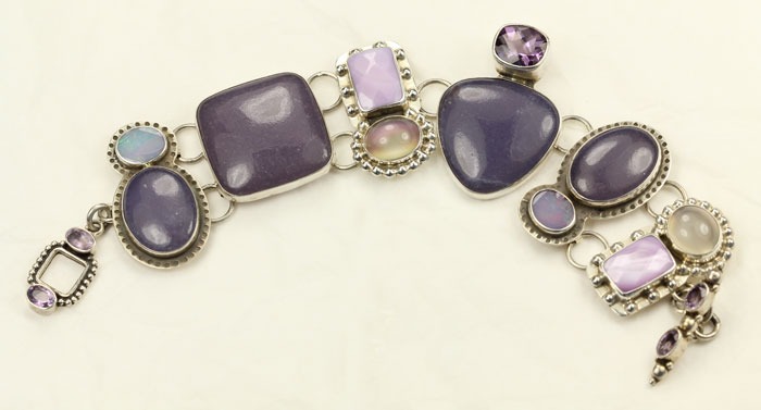 Opal & Amethyst Bracelet with Lapidolite