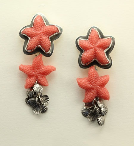 Peach Starfish Post Earrings--MATCHING NECKLACE