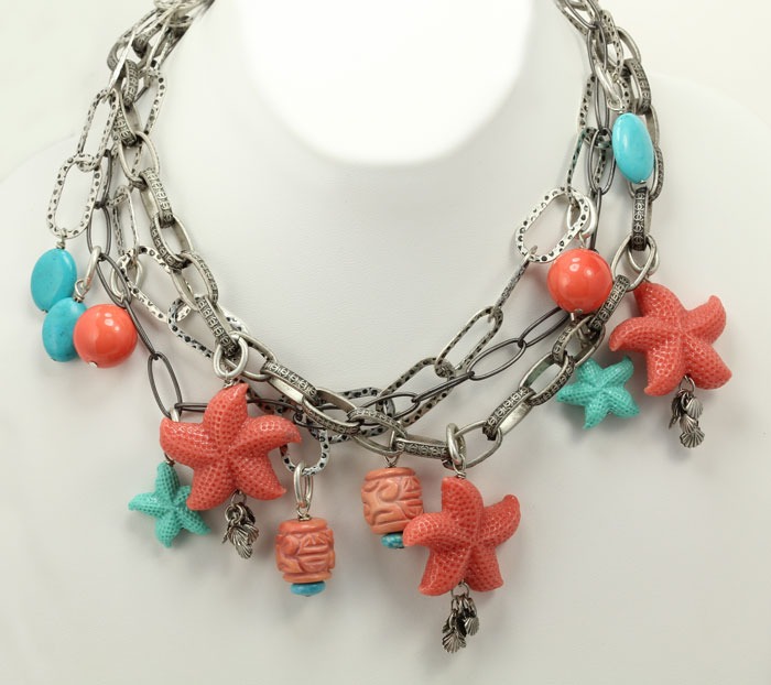 Peach Starfish Post Earrings--MATCHING NECKLACE