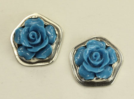 Petite Blue Coral Post Earrings