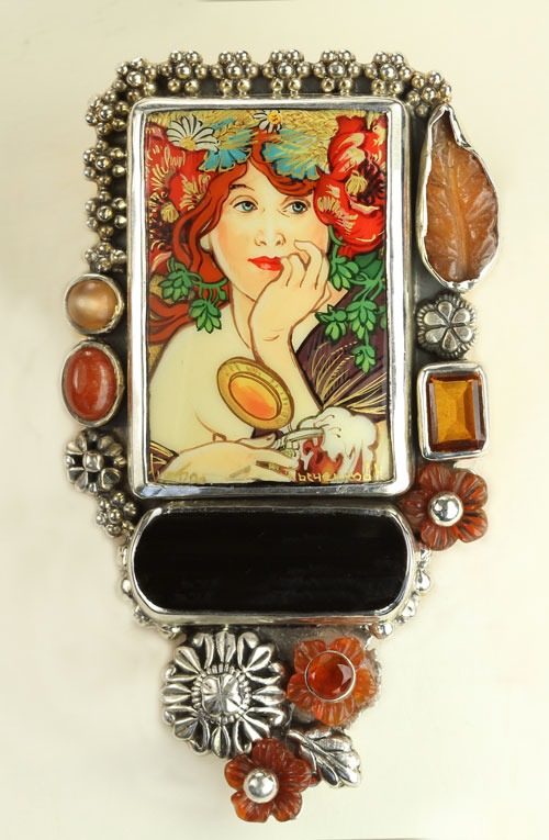 AMY KAHN RUSSELL Russian Hand Painting on Black Onyx