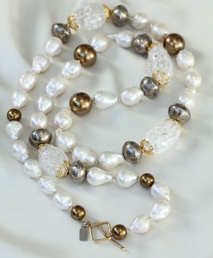 Akoya Pearl & Crystal Necklace