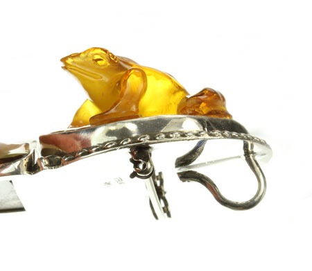 Amber Frog & Boulder Opal Pin-Pendant