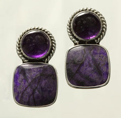 Amethyst & Sugalite Clip Earrings