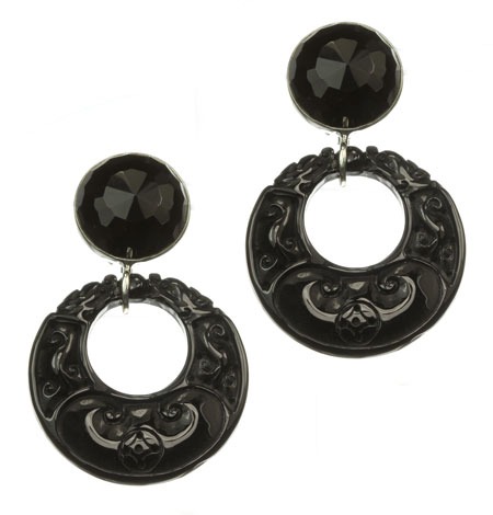 Asian Inspired Black Onyx Post Dangles