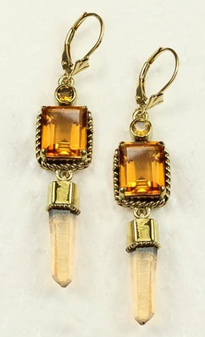Aura Crystal & Quartz Lever Back Earrings