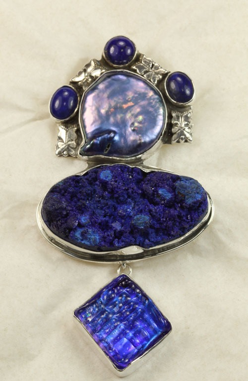 Azurite & Lapis Pin-Pendant