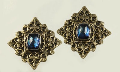 Blue Quartz Clip Earrings