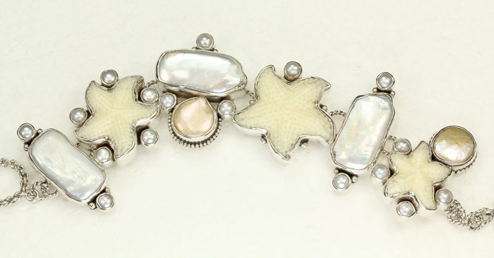 White Starfish & Pearl Bracelet--LAST ONE AVAILABLE