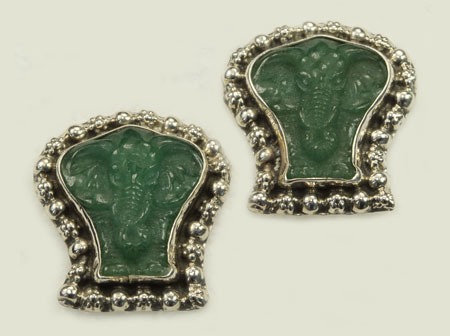 Carved Aventurine Post Earrings