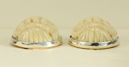 Carved Bone Post Earrings-- CAN BE CONVERTED TO CLIP